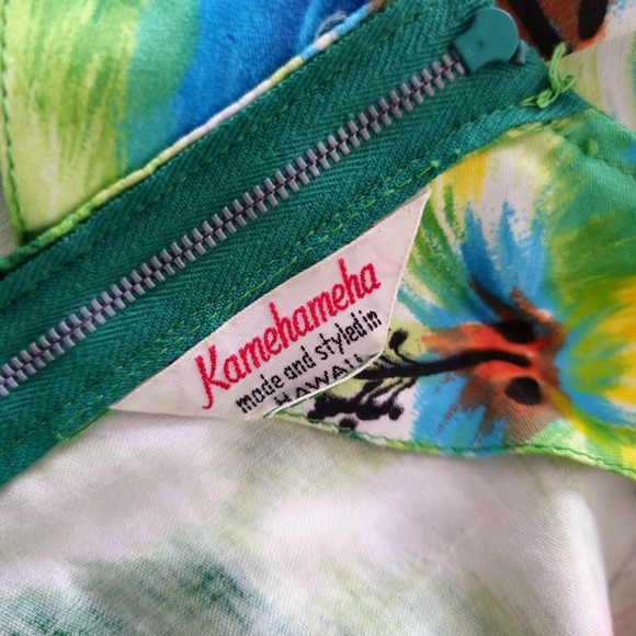 Vintage 50s 60s Kamehameha Hawaiian Mermaid Maxi Dress with Flutter Sleeves Sz S - Picture 3 of 16